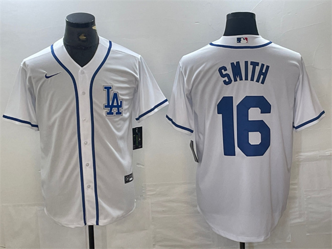 Men's Los Angeles Dodgers #16 Will Smith White Cool Base Stitched Baseball Jersey